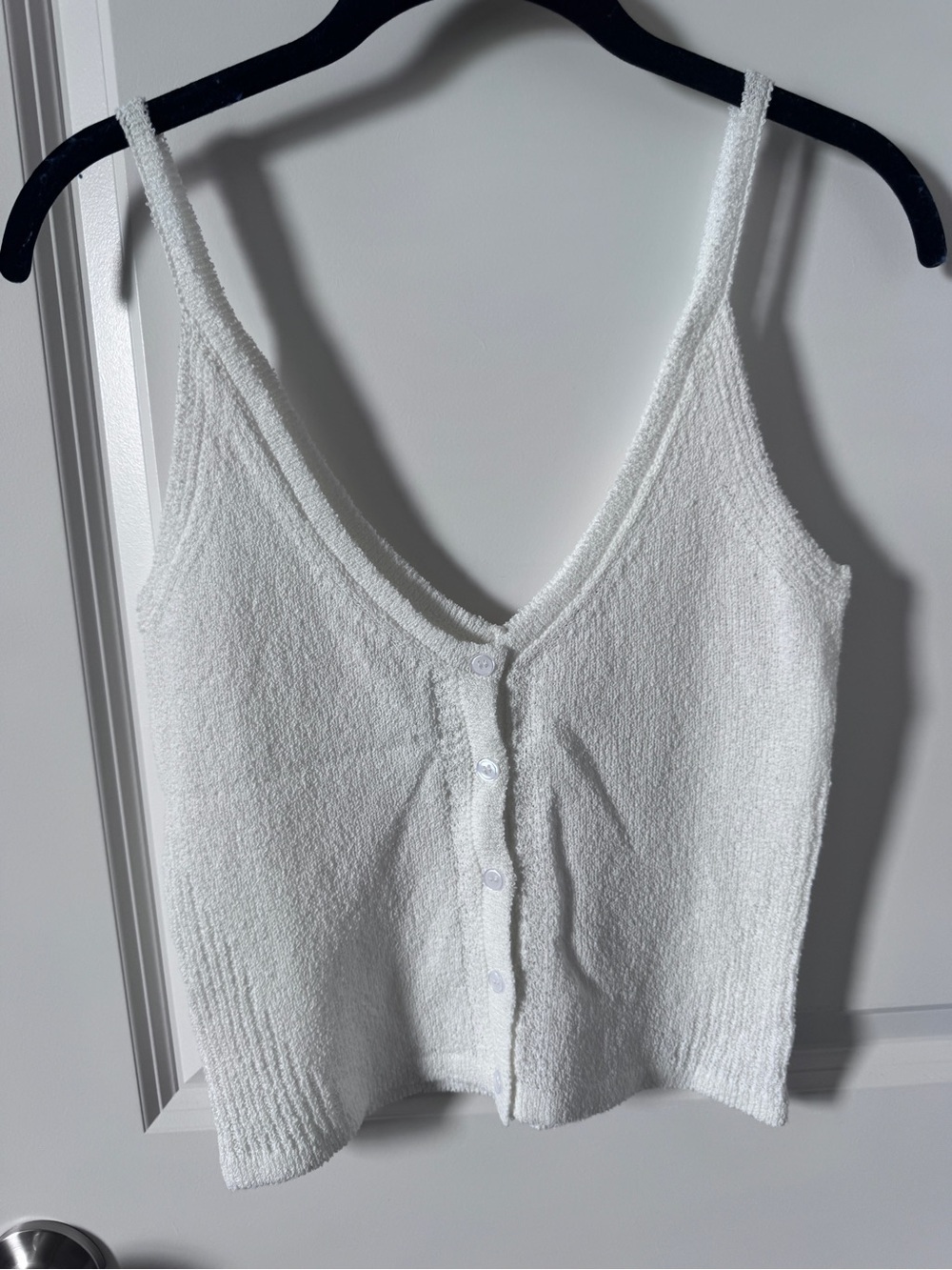 NWT-Self Contrast White Button-Front Knit Tank Top-Small